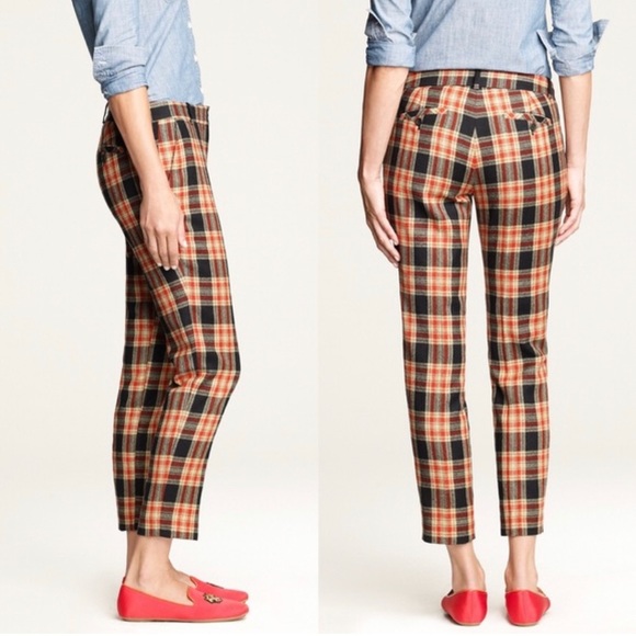 J Crew Wool Tartan Cafe Pant